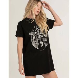 Full Tilt Nashville Graphic Tee Guitar‎ Cowboy Hat Short Sleeve Top S